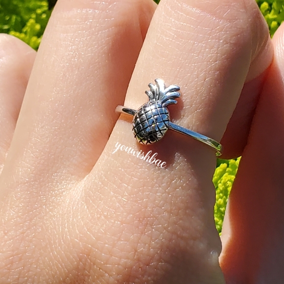 Pineapple Ring Silver Summer 925 Sterling Silver - Picture 3 of 6